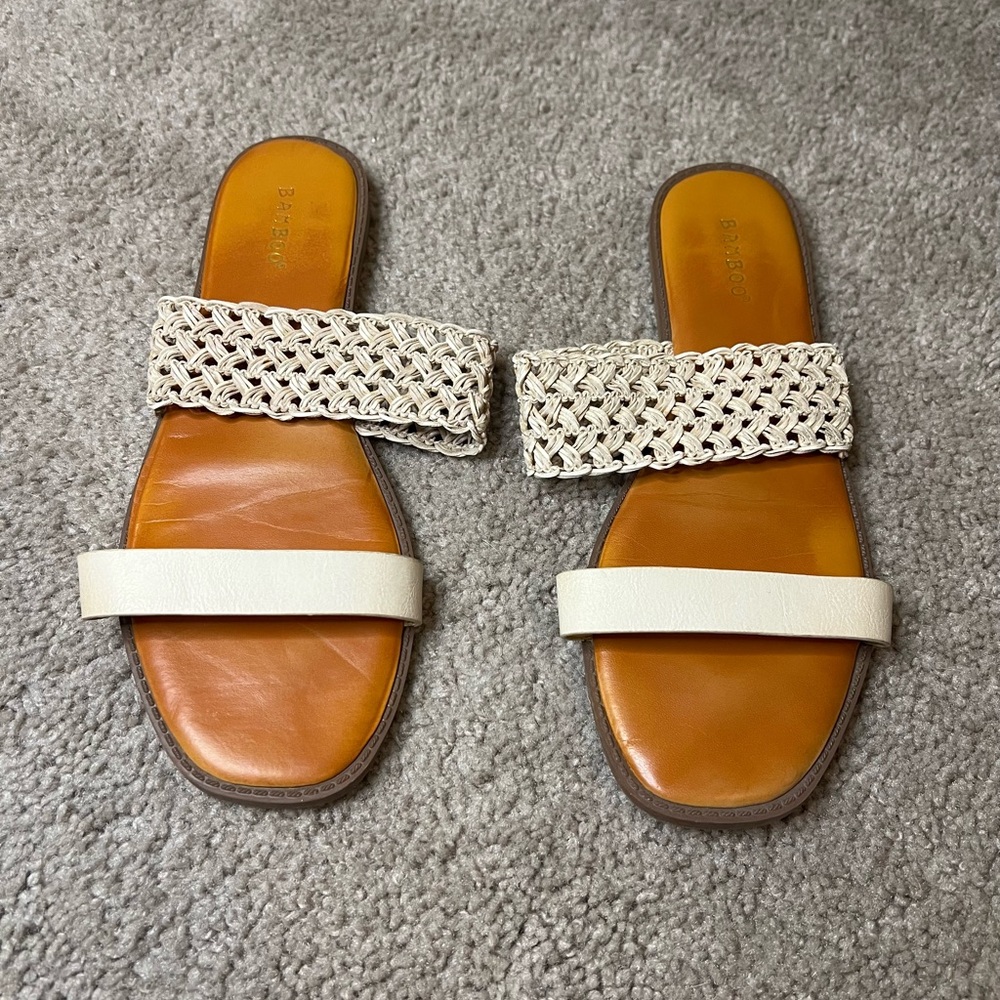 Cream Woven Strappy Sandal